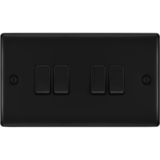 bg-nexus-metal-matt-black-4g-2w-light-switch-nfb44-Available-from-RS-Electrical