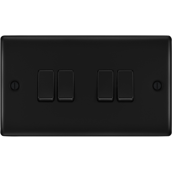 bg-nexus-metal-matt-black-4g-2w-light-switch-nfb44-Available-from-RS-Electrical