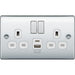 BG Nexus Metal Polished Chrome 13A Double USB Socket with 12W A+C Ports NPC22UAC12W Available from RS Electrical Supplies