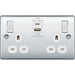 BG Nexus Metal Polished Chrome 13A Double USB Socket with 22W A+C Ports NPC22UAC22W Available from RS Electrical Supplies