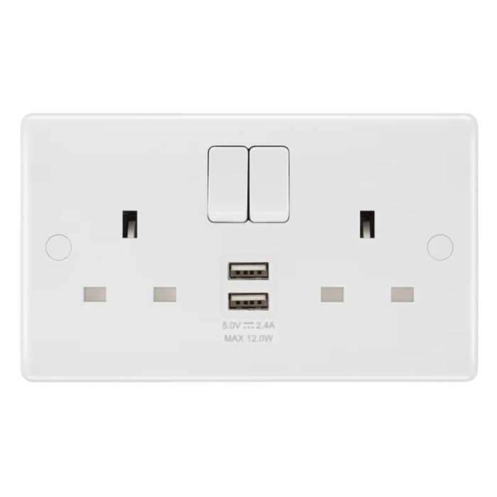 BG White Moulded 13A Double USB Socket with A Ports 822UAA12