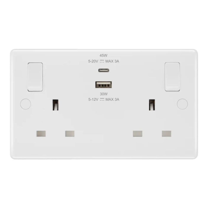 BG White Moulded Double A+C USB Socket 822UAC45