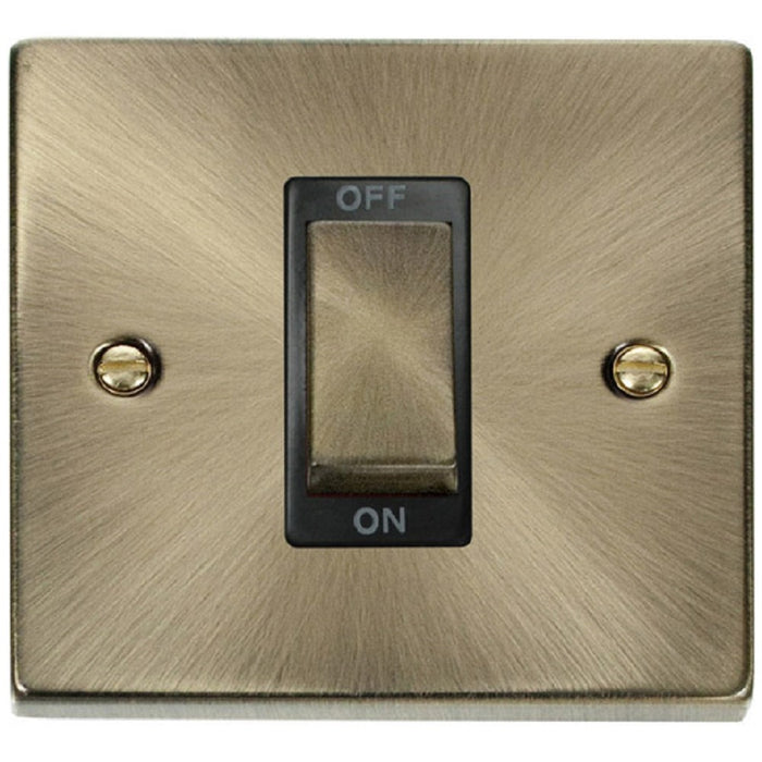 Click Deco Antique Brass 45A Cooker Switch VPAB500BK Available from RS Electrical Supplies