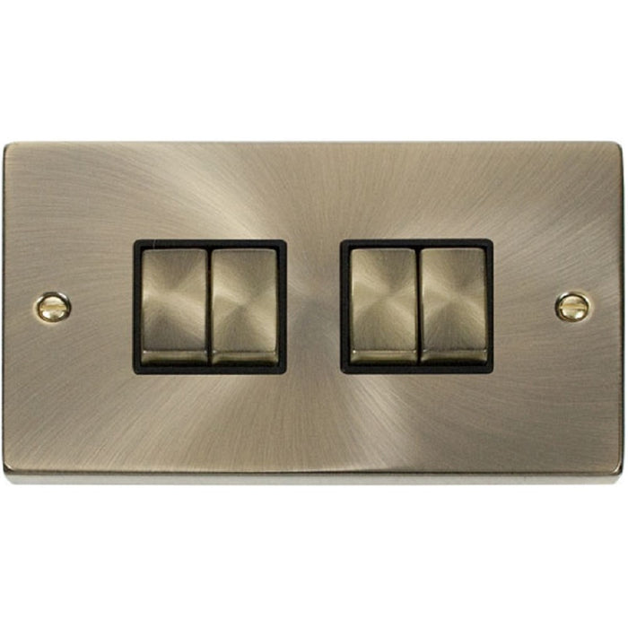 Click Deco Antique Brass 4G Light Switch VPAB414BK Available from RS Electrical Supplies