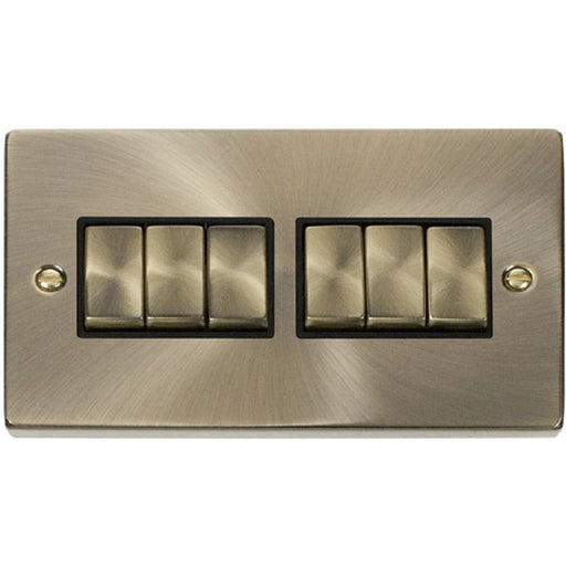 Click Deco Antique Brass 6G Light Switch VPAB416BK Available from RS Electrical Supplies