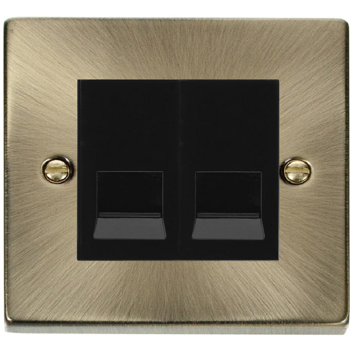 Click Deco Antique Brass Double Slave Telephone Socket VPAB126MBK Available from RS Electrical Supplies