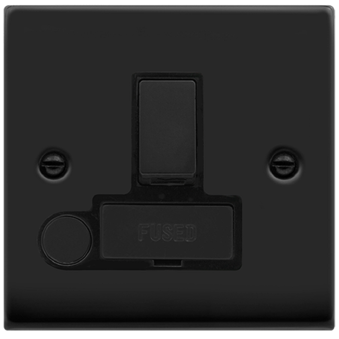 Click Deco Matt Black 13A Switched Spur with Flex VPMB551BK