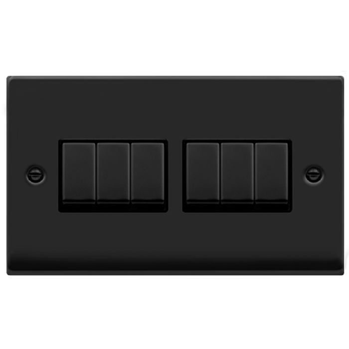 Click Deco Matt Black 6G Light Switch VPMB416BK