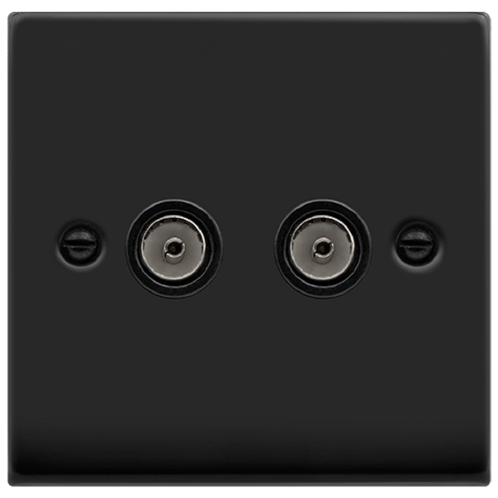 Click Deco Matt Black Double TV Socket VPMB066BK