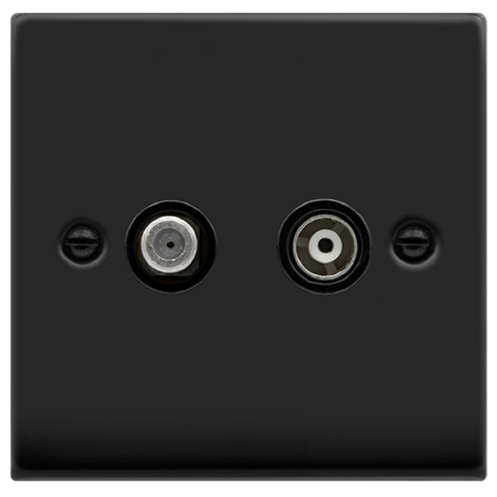 Click Deco Matt Black TV and Satellite Socket VPMB170BK