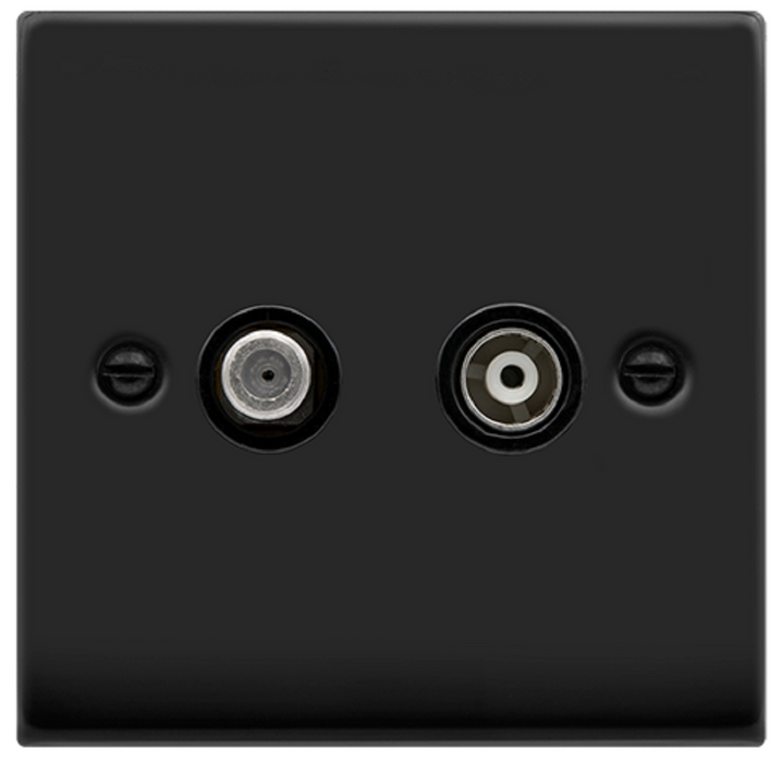 Click Deco Matt Black TV and Satellite Socket VPMB170MBK Available from RS Electrical Supplies