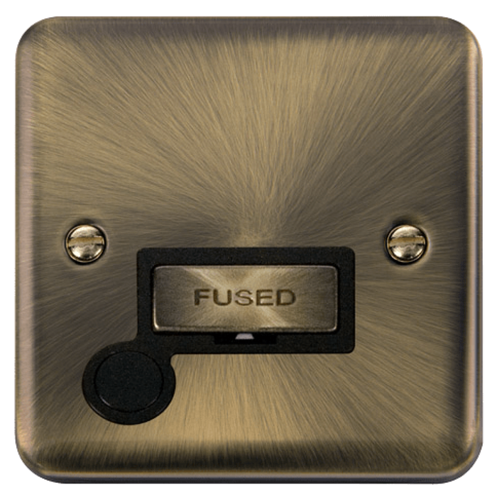 Click Deco Plus Antique Brass 13A Unswitched Spur with Flex DPAB550BK