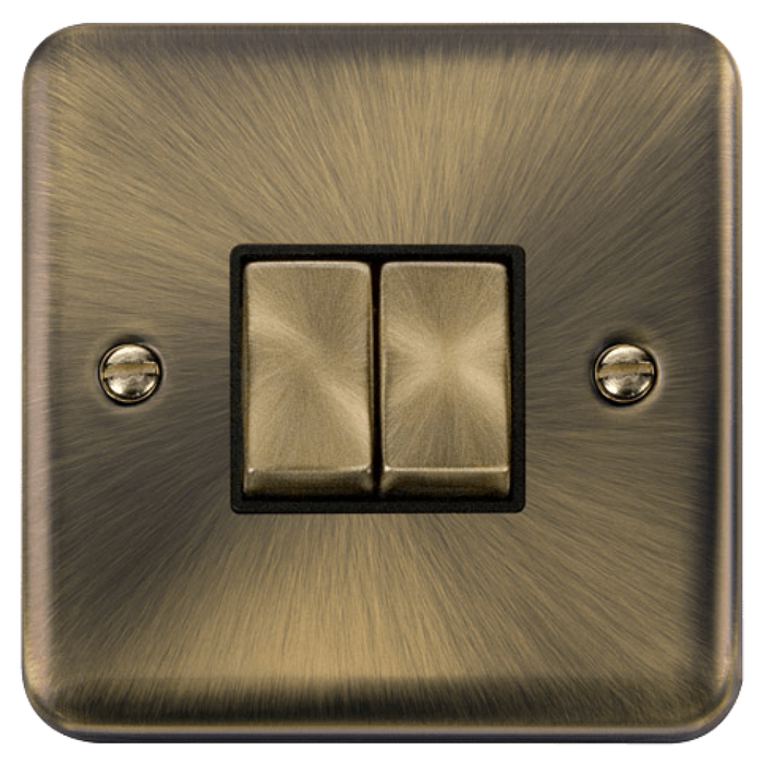 Click Deco Plus Antique Brass 2G Light Switch DPAB412BK