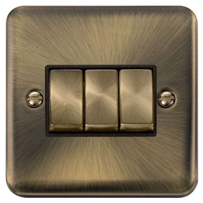 Click Deco Plus Antique Brass 3G Light Switch DPAB413BK