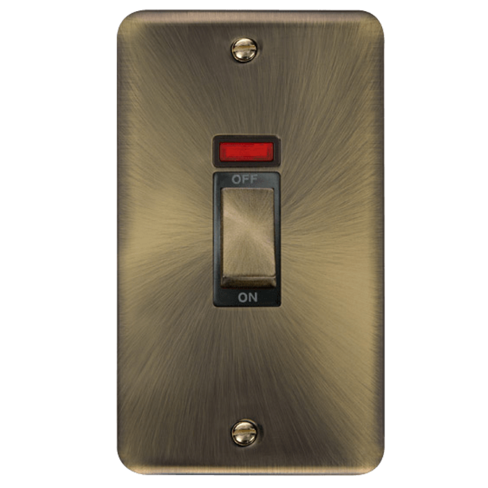 Click Deco Plus Antique Brass 45A Cooker Switch with Neon DPAB503BK