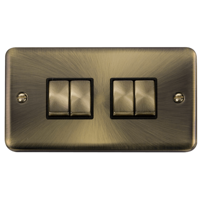 Click Deco Plus Antique Brass 4G Light Switch DPAB414BK