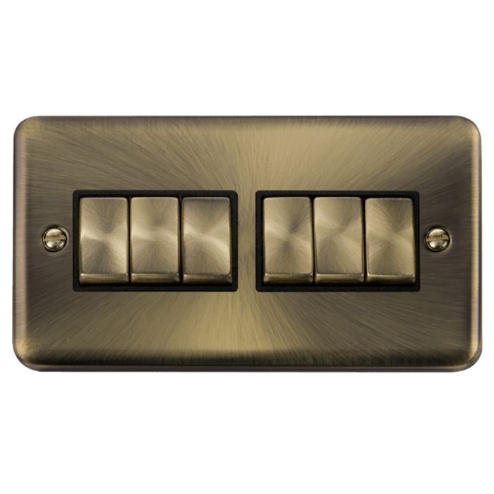 Click Deco Plus Antique Brass 6G Light Switch DPAB416BK