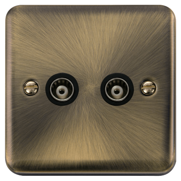 Click Deco Plus Antique Brass Double Isolated TV Socket DPAB159MBK