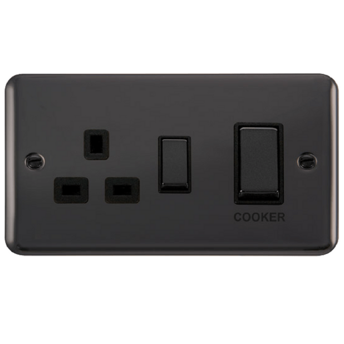 Click Deco Plus Black Nickel 45A Cooker Switch with 13A Socket DPBN504BK