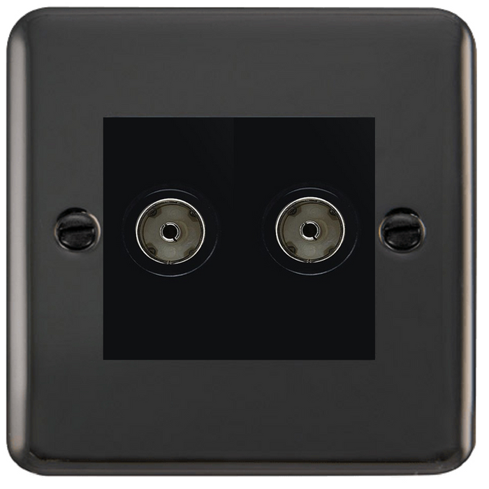 Click Deco Plus Black Nickel Double Isolated TV Socket DPBN159MBK