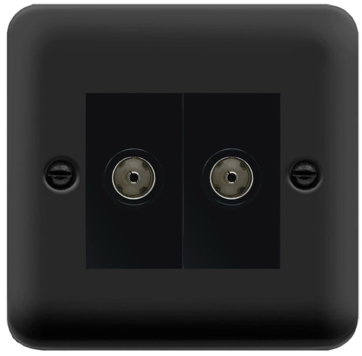 Click Deco Plus Matt Black Double Isolated TV Socket DPMB159MBK