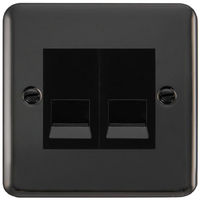 Click Deco Plus Black Nickel Double Slave Telephone Socket DPBN126MBK