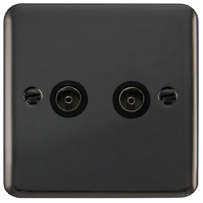 Click Deco Plus Black Nickel Double TV Socket DPBN066BK