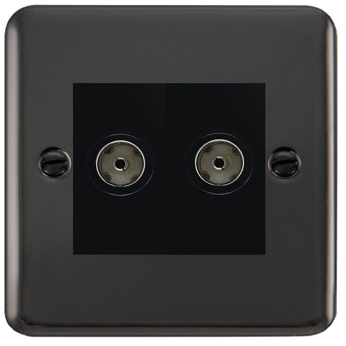 Click Deco Plus Black Nickel Double TV Socket DPBN066MBK