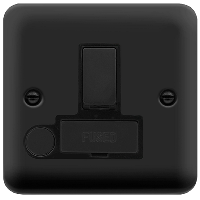 Click Deco Plus Matt Black 13A Switched Spur with Flex DPMB551BK