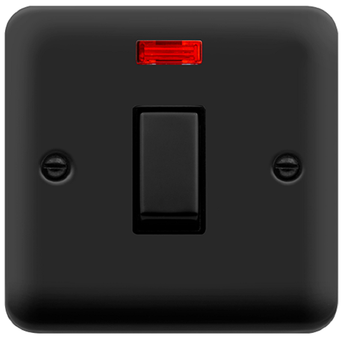 Click Deco Plus Matt Black 20A Double Pole Switch with Neon DPMB723BK