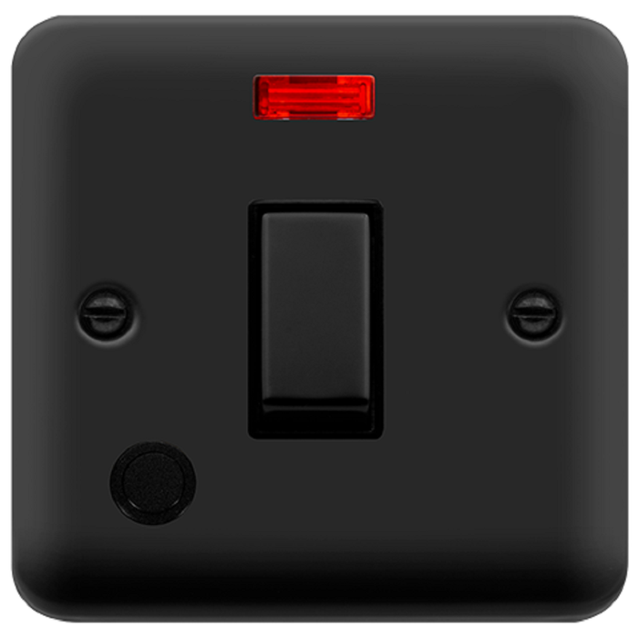 Click Deco Plus Matt Black 20A Double Pole Switch with Neon and Flex DPMB523BK