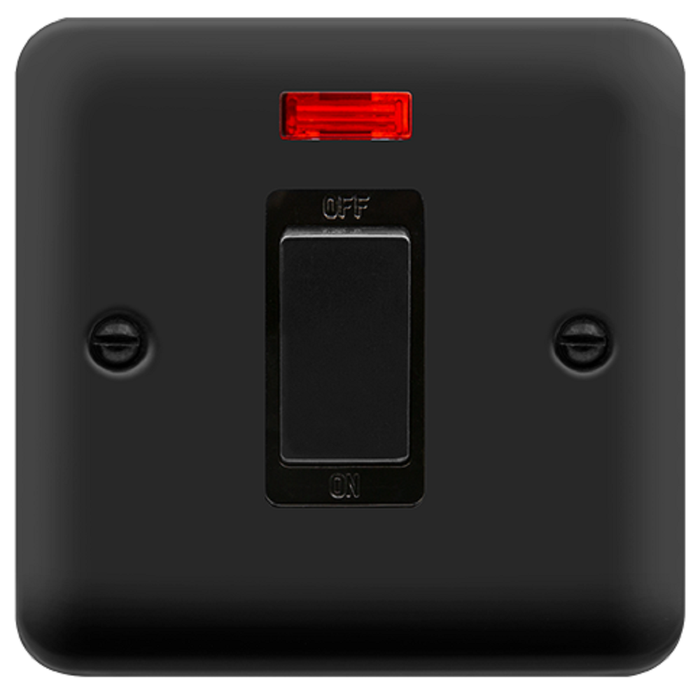 Click Deco Plus Matt Black 45A Cooker Switch with Neon DPMB501BK