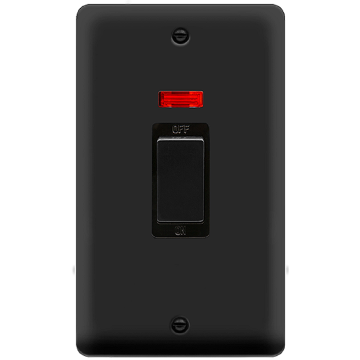 Click Deco Plus Matt Black 45A Cooker Switch with Neon DPMB503BK