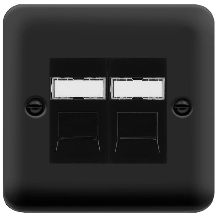 Click Deco Plus Matt Black Double Cat5e Data Socket DPMBRJ452BK