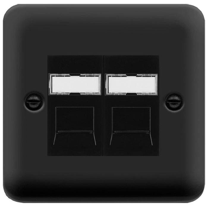 Click Deco Plus Matt Black Double Cat6 Data Socket DPMBRJ4562BK