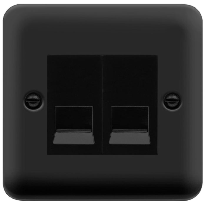 Click Deco Plus Matt Black Double Slave Telephone Socket DPMB126MBK