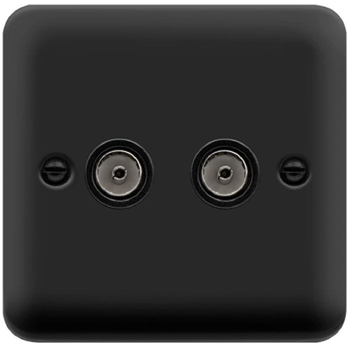 Click Deco Plus Matt Black Double TV Socket DPMB066BK