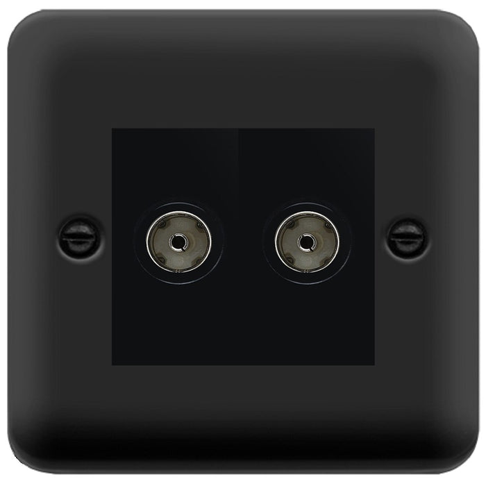 Click Deco Plus Matt Black Double TV Socket DPMB066MBK