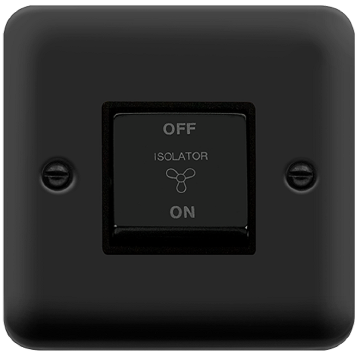 Click Deco Plus Matt Black 10A Fan Isolator Switch DPMB520BK