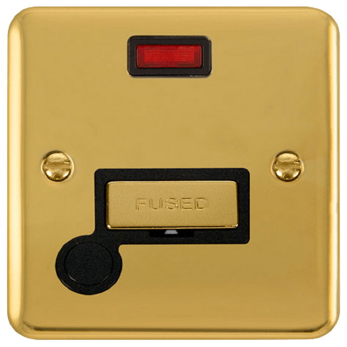 Click Deco Plus Polished Brass 13A Fused Connection Unit with Neon and Flex DPBR553BK