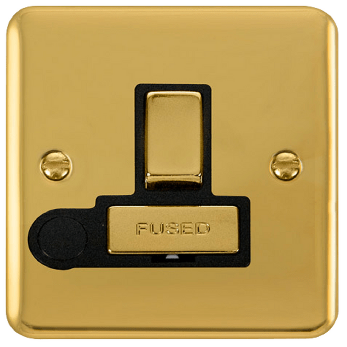 Click Deco Plus Polished Brass 13A Switched Spur with Flex DPBR551BK