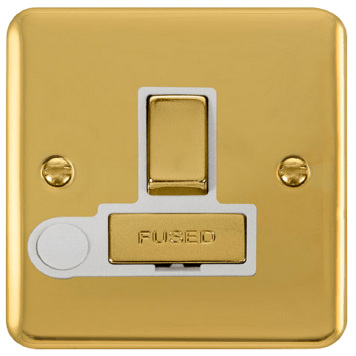 Click Deco Plus Polished Brass 13A Switched Spur with Flex DPBR551WH