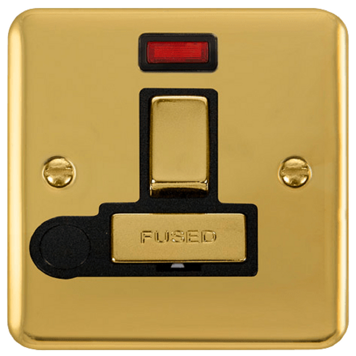 Click Deco Plus Polished Brass 13A Switched Spur with Flex and Neon DPBR552BK