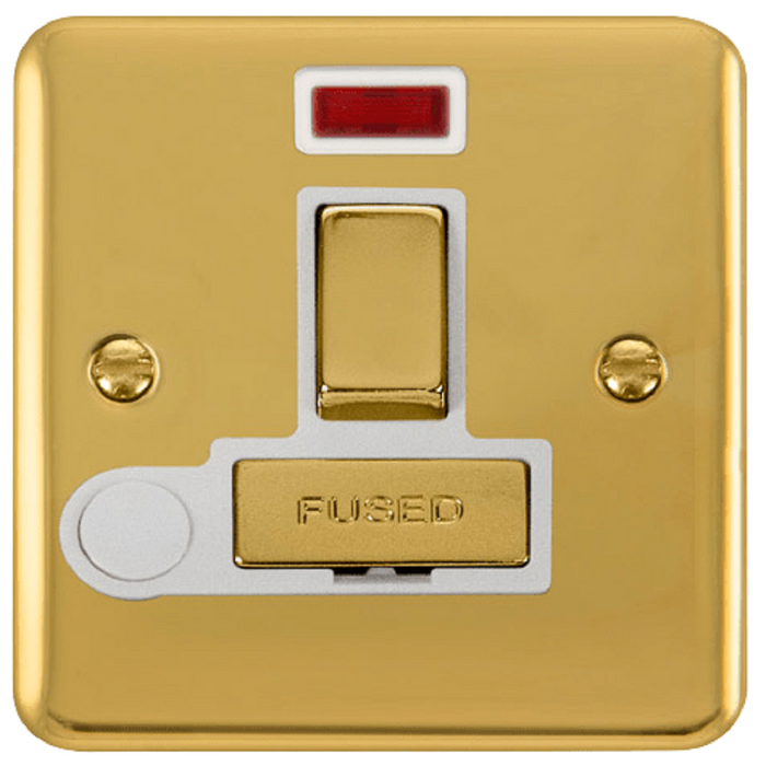 Click Deco Plus Polished Brass 13A Switched Spur with Flex and Neon DPBR552WH