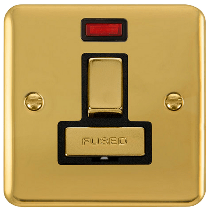 Click Deco Plus Polished Brass 13A Switched Spur with Neon DPBR752BK