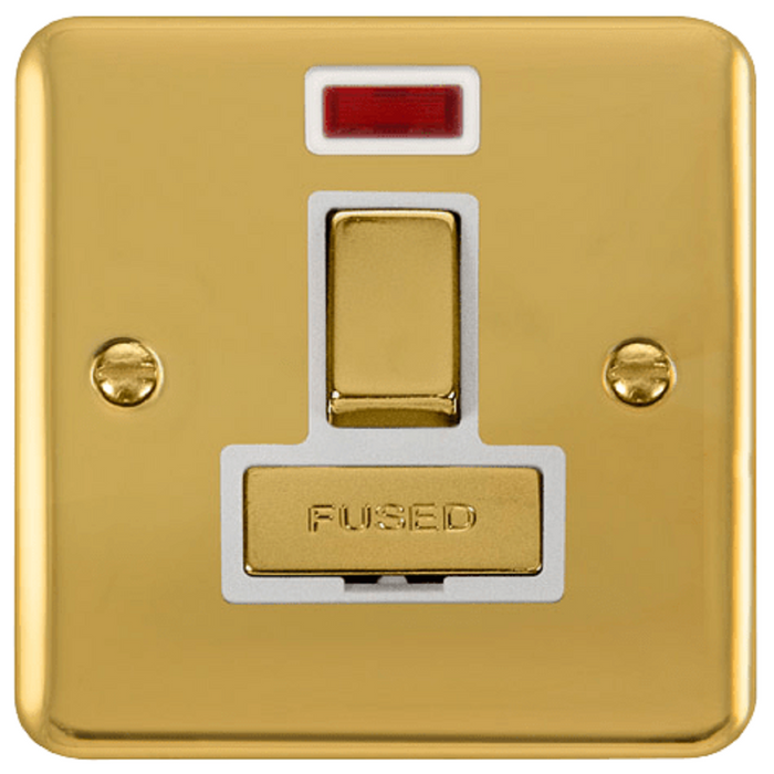 Click Deco Plus Polished Brass 13A Switched Spur with Neon DPBR752WH