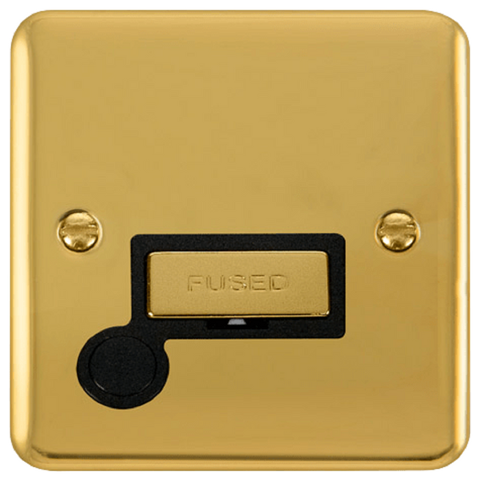 Click Deco Plus Polished Brass 13A Unswitched Spur with Flex DPBR550BK