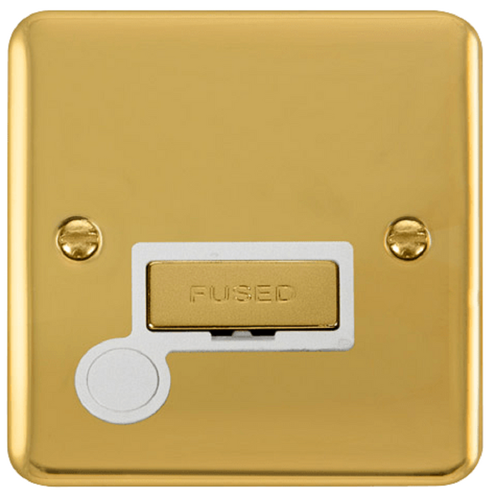 Click Deco Plus Polished Brass 13A Unswitched Spur with Flex DPBR550WH