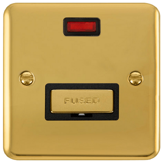 Click Deco Plus Polished Brass 13A Unswitched Spur with Neon DPBR753BK