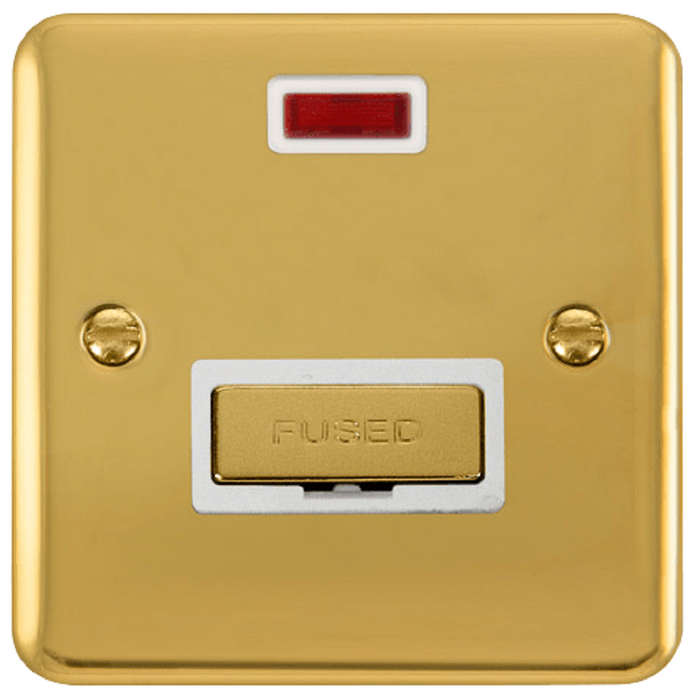 Click Deco Plus Polished Brass 13A Unswitched Spur with Neon DPBR753WH